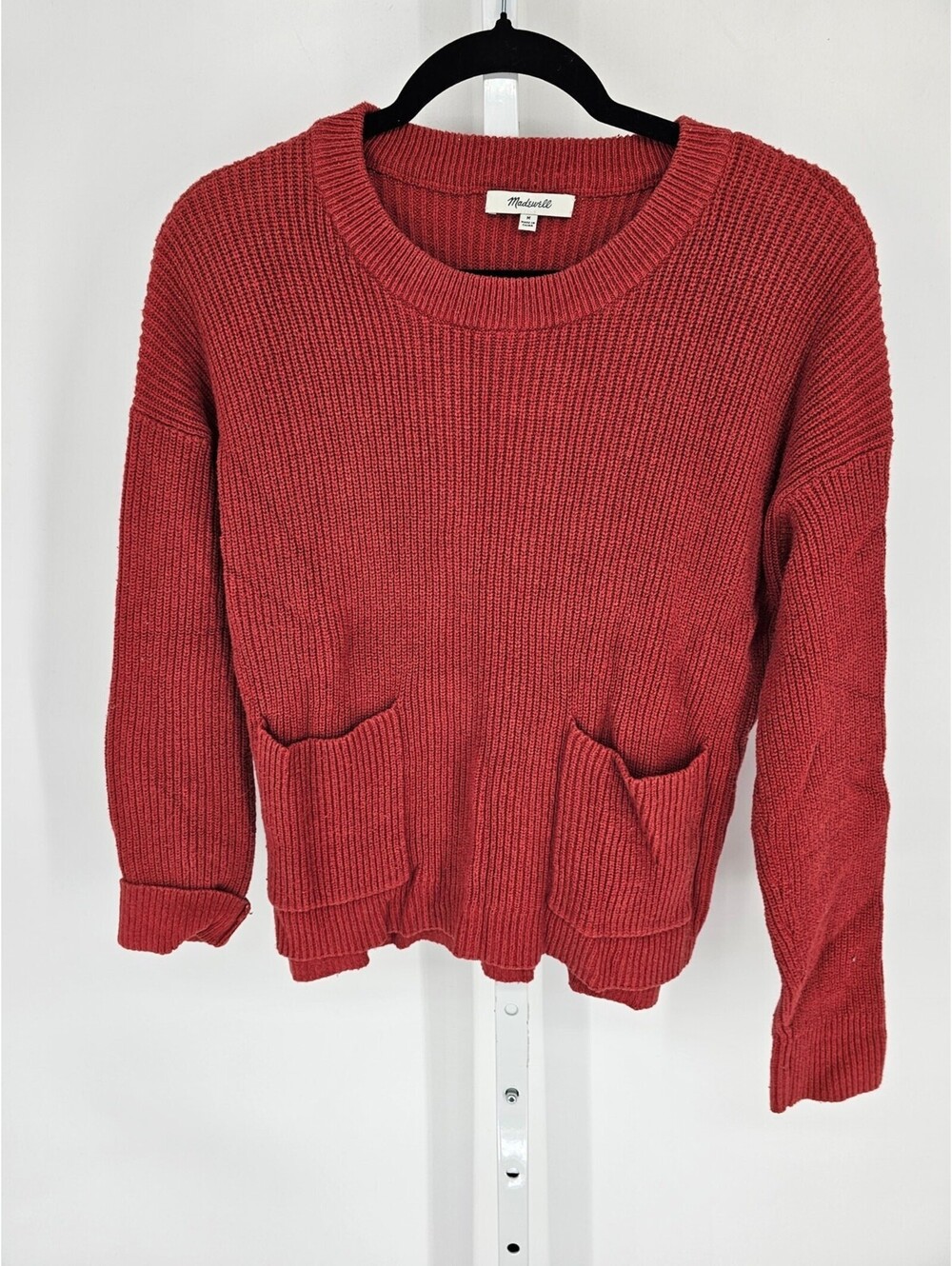 Women's Madewell Orange Sienna Pullover Ribbed Sweater EUC Size M